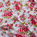 Peony Floral Satin Silk Print Fabric - Pink / White / Green - Afrilege