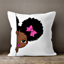 Black Girl Decorative Pillow Cover - White / Multicolor - Afrilege