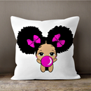 Black Girl Decorative Pillow Cover - White / Multicolor - Afrilege