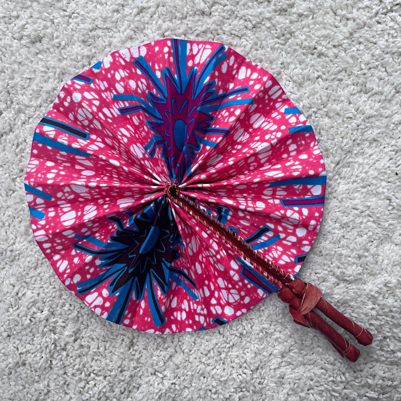 African Print Circle Foldable Handheld Fan - Afrilege