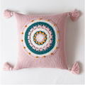 Boho Crochet Mandala Throw Pillow Covers with Tassels - Afrilege