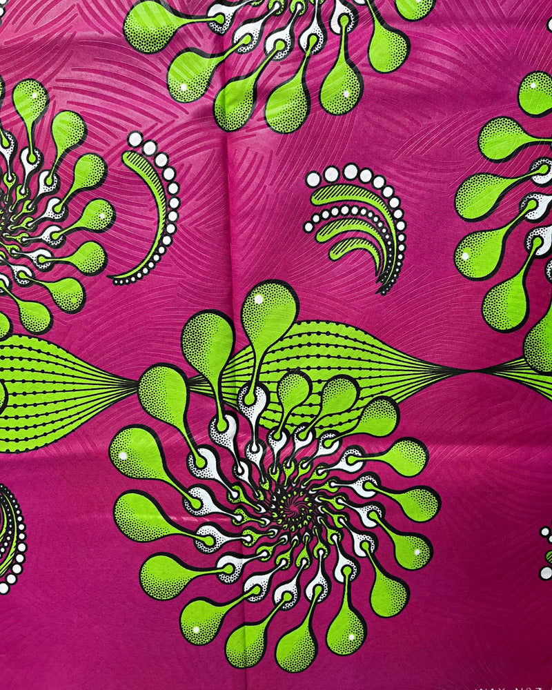 African Wax Print Fabric (Ankara) - Pink / Lime Green