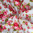 Peony Floral Satin Silk Print Fabric - Pink / White / Green - Afrilege