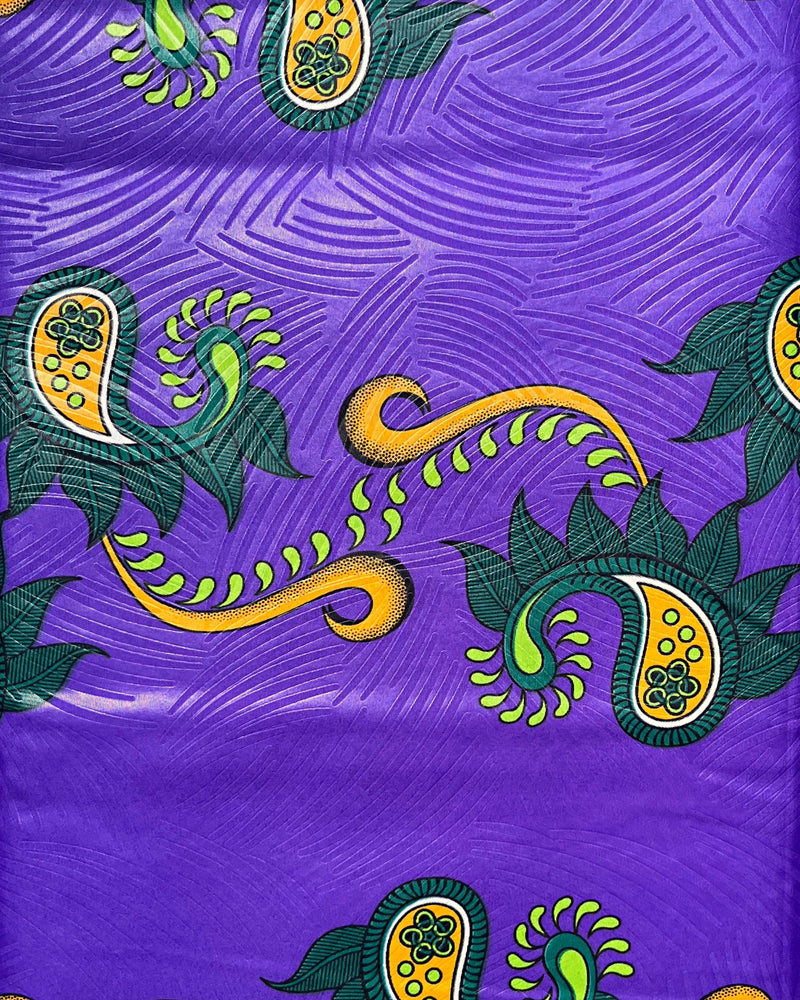 African Wax Print Fabric (Ankara) - Purple / Orange