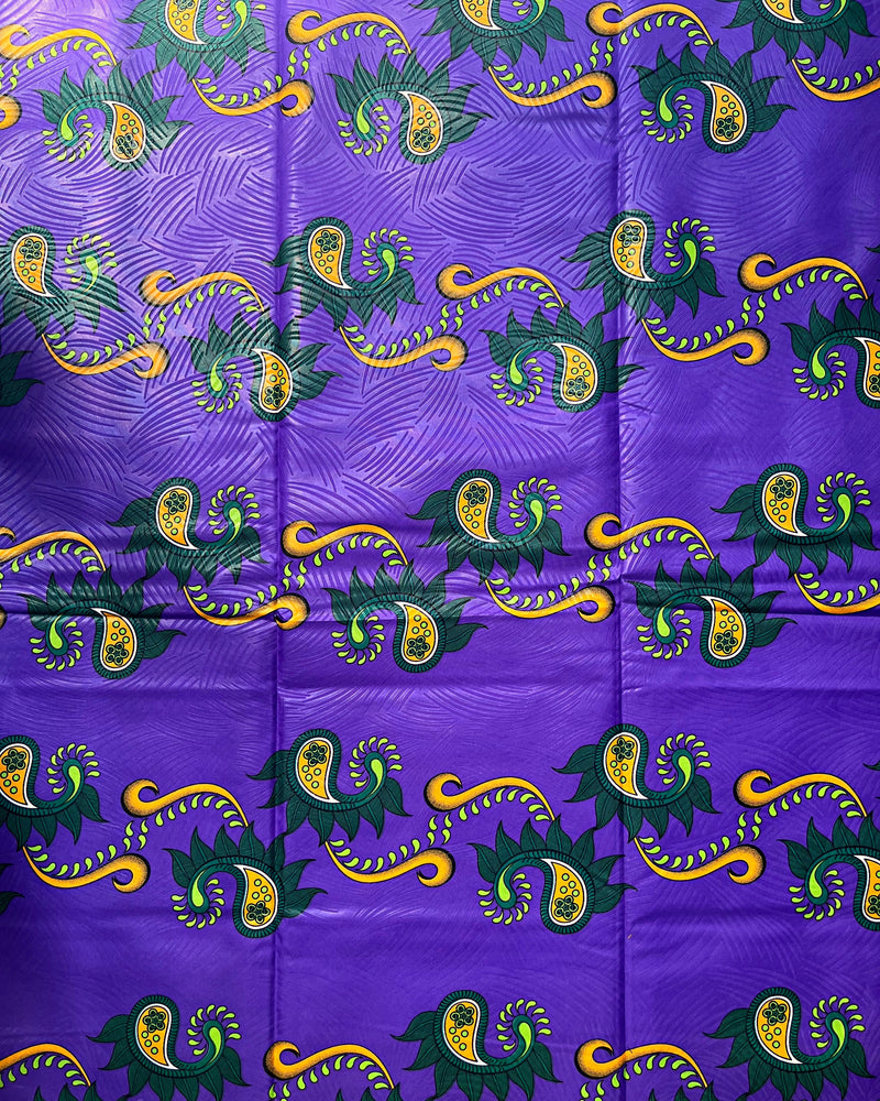 African Wax Print Fabric (Ankara) - Purple / Orange