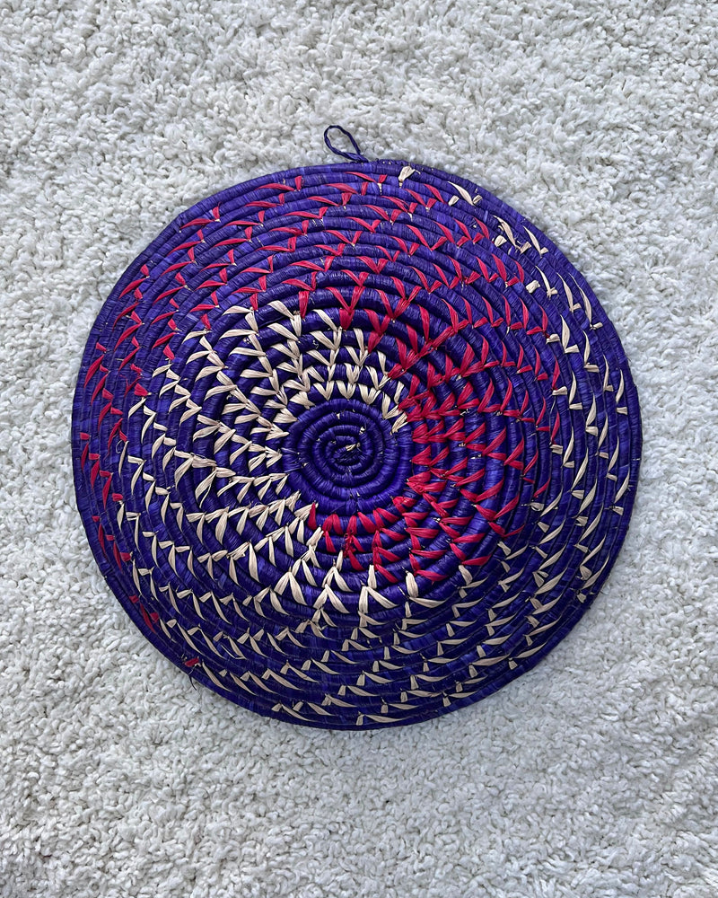 Uganda hand woven Baskets 12" - Purple / Red / Beige - Afrilege