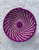Uganda hand woven Baskets 12" - Purple Pink / Beige - Afrilege