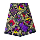 African Wax Print Fabric (Ankara) - Purple / Yellow - Afrilege