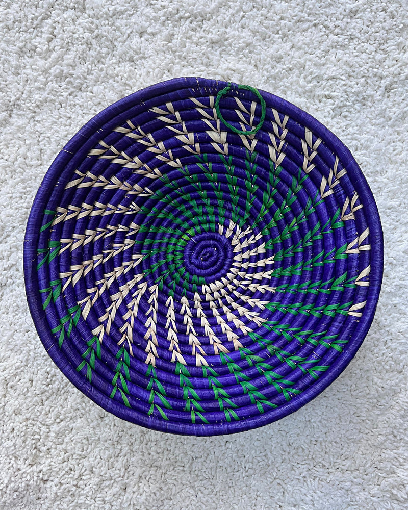 Uganda hand woven Baskets 12" - Purple / Green / Beige - Afrilege
