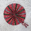African Print Circle Foldable Handheld Fan - Red / Green - Afrilege