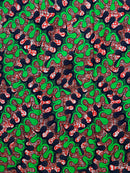 African Wax Print Fabric by The Yard - Green / Red - Afrilege