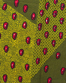 African Wax Print Fabric by The Yard - Lime Green / Red - Afrilege