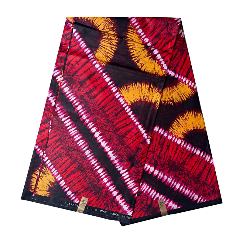 African Wax Print Tie Dye Fabric ( Ankara) - Red / Orange