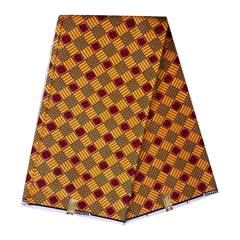 African Wax Print Fabric ( Ankara) - Orange / Red