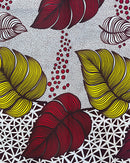 African Wax Print Fabric ( Ankara) - White / Red / Yellow - Afrilege