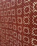 African Handmade Bogolan Mud Cloth Fabric - Rust / White