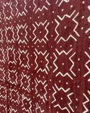 African Handmade Bogolan Mud Cloth Fabric - Rust / White