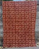 African Handmade Bogolan Mud Cloth Fabric - Rust / White