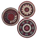 Set of 3 African Fulani Mbeedu Handwoven Roundel Flat Baskets - Afrilege