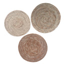 Set of 3 African Fulani Mbeedu Handwoven Roundel Flat Baskets - Afrilege