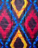 African Wax Print Tie Dye Fabric ( Ankara) - Blue / Maroon / Yellow - Afrilege
