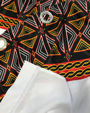 Toghu Bamenda Grommet Top African Print Curtains - White, Red & Black - Afrilege