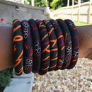 Burgundy Toghu African Print Small Bangle Bracelets - Afrilege