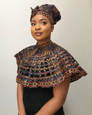 Burgundy Toghu African print web Shoulder Choker Necklace - Afrilege