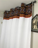 Toghu Bamenda Grommet Top African Print Curtains - White, Red & Black - Afrilege