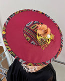 Toghu Fascinator Flat Derby Hat - Black / Burgundy