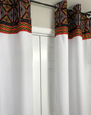 Toghu Bamenda Grommet Top African Print Curtains - White, Red & Black - Afrilege