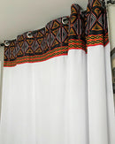 Toghu Bamenda Grommet Top African Print Curtains - White, Red & Black - Afrilege