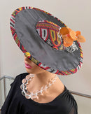 Toghu Fascinator Flat Derby Hat - Black / Burgundy