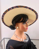 Toghu African Print Straw Church Sun Hat - Tan - Afrilege