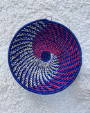 Uganda hand woven Baskets 12" - Blue / Red / Beige - Afrilege