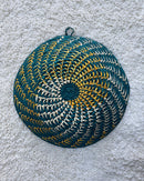 Uganda hand woven Baskets 12" - Green / Yellow - Afrilege