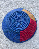 Uganda hand woven Baskets 12" - Blue / Red / Gold - Afrilege