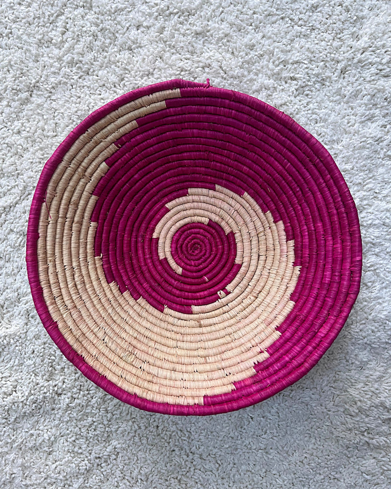 Uganda hand woven Baskets 12" - Pink / Beige - Afrilege