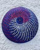 Uganda hand woven Baskets 12" - Blue / Red / Beige - Afrilege