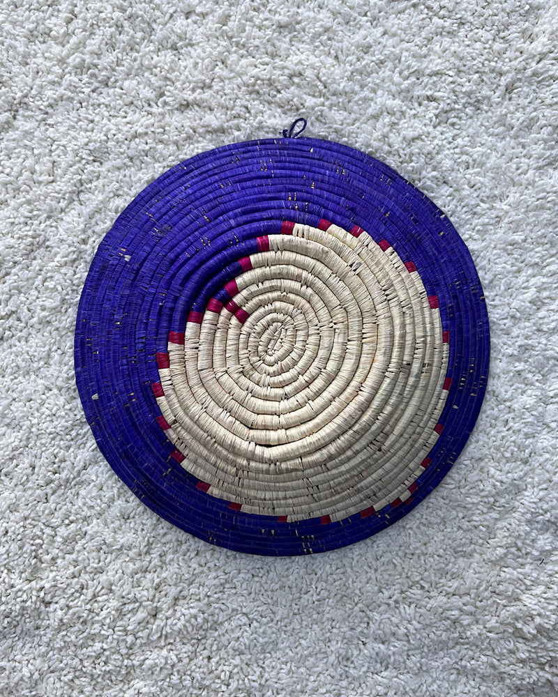 Uganda hand woven Baskets 12" - Purple / Beige / Red - Afrilege
