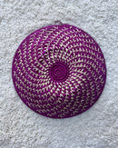 Uganda hand woven Baskets 12" - Purple Pink / Beige - Afrilege