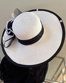 Straw Church Sun Hat - Beige / White