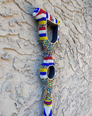 Bamileke Hand Beaded African Carved Walking Stick / Cane - Afrilege