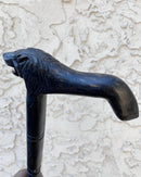 Lion head Ebony Wood Carved Walking Stick / Cane - Afrilege