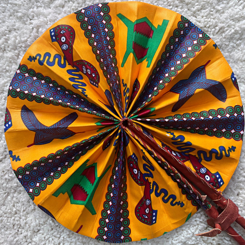 African Print Circle Foldable Handheld Fan - Afrilege