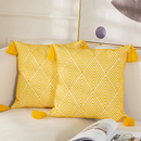 Embroidery Geometric Boho Decorative pillow cover - Yellow - Afrilege