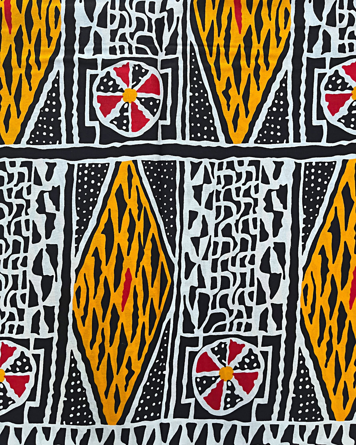 Bamileke Ndop pattern African Wax Print Fabric - Brown / Orange