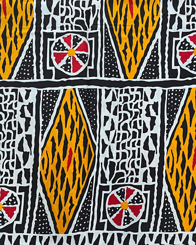 Bamileke Ndop pattern African Wax Print Fabric - Brown / Orange