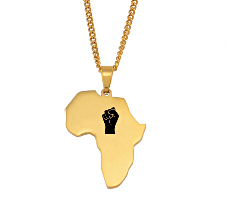 Black Lives Matter Africa Map Pendant Necklace - Afrilege
