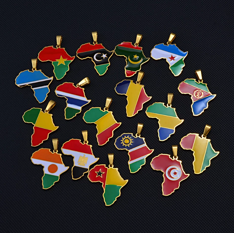 Mauritania Flag Africa map necklace - Afrilege